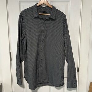 John Varvatos Black & White Micro-Check Long-Sleeve Shirt XL